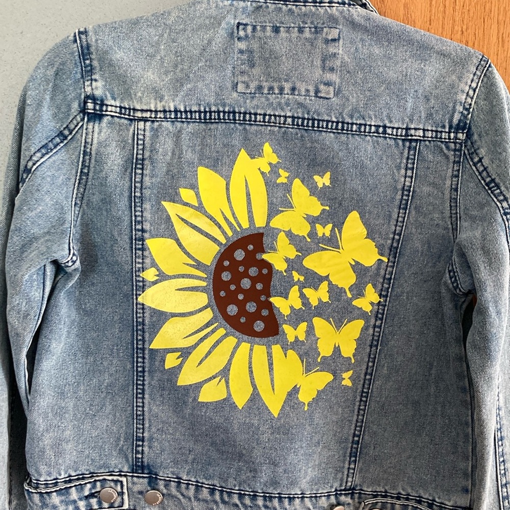 Stoosh Denim Jacket with Sunflower details